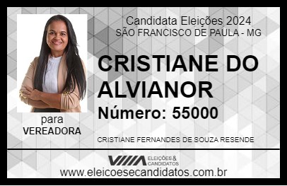 Candidato CRISTIANE DO ALVIANOR 2024 - SÃO FRANCISCO DE PAULA - Eleições