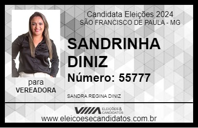 Candidato SANDRINHA DINIZ 2024 - SÃO FRANCISCO DE PAULA - Eleições