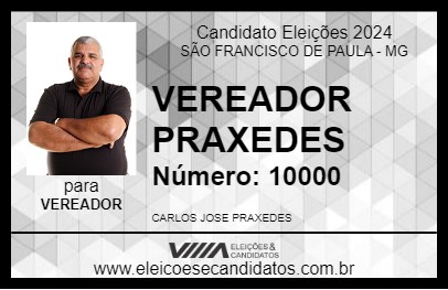 Candidato VEREADOR PRAXEDES 2024 - SÃO FRANCISCO DE PAULA - Eleições