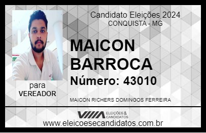 Candidato MAICON BARROCA 2024 - CONQUISTA - Eleições