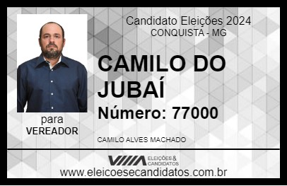 Candidato CAMILO DO JUBAÍ 2024 - CONQUISTA - Eleições