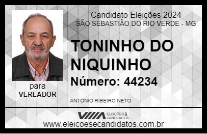 Candidato TONINHO DO NIQUINHO 2024 - SÃO SEBASTIÃO DO RIO VERDE - Eleições