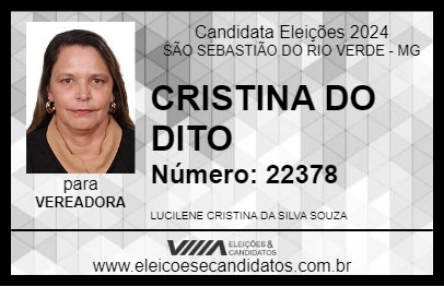 Candidato CRISTINA DO DITO 2024 - SÃO SEBASTIÃO DO RIO VERDE - Eleições