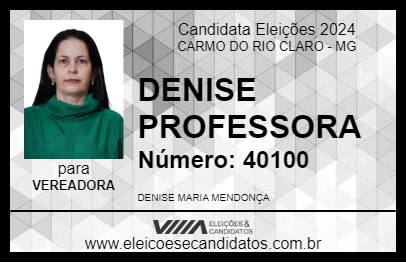 Candidato DENISE PROFESSORA 2024 - CARMO DO RIO CLARO - Eleições