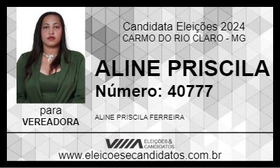 Candidato ALINE PRISCILA 2024 - CARMO DO RIO CLARO - Eleições