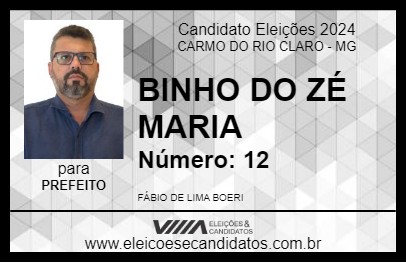 Candidato BINHO DO ZÉ MARIA 2024 - CARMO DO RIO CLARO - Eleições