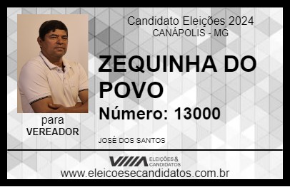 Candidato ZEQUINHA DO POVO 2024 - CANÁPOLIS - Eleições