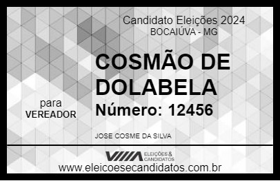 Candidato COSMÃO DE DOLABELA 2024 - BOCAIÚVA - Eleições