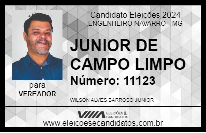 Candidato JUNIOR DE CAMPO LIMPO 2024 - ENGENHEIRO NAVARRO - Eleições