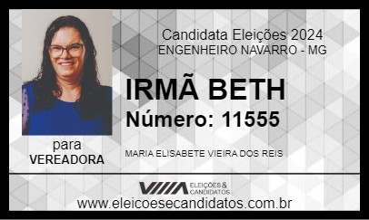 Candidato IRMÃ BETH 2024 - ENGENHEIRO NAVARRO - Eleições