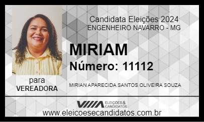 Candidato MIRIAM 2024 - ENGENHEIRO NAVARRO - Eleições