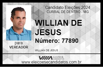 Candidato WILLIAN DE JESUS 2024 - CURRAL DE DENTRO - Eleições