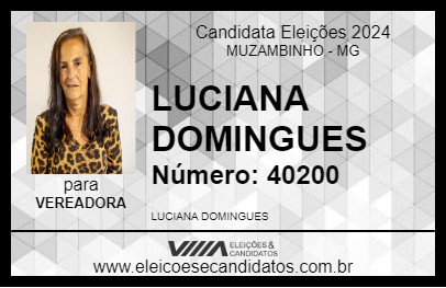 Candidato LUCIANA DOMINGUES 2024 - MUZAMBINHO - Eleições