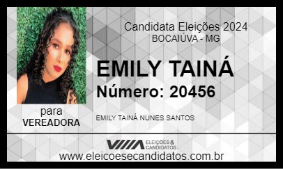 Candidato EMILY TAINÁ 2024 - BOCAIÚVA - Eleições