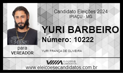 Candidato YURI BARBEIRO 2024 - IPIAÇU - Eleições