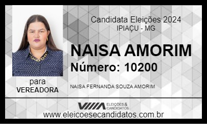 Candidato NAISA AMORIM 2024 - IPIAÇU - Eleições