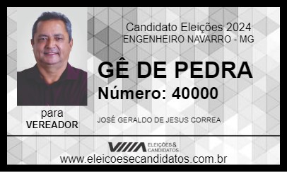 Candidato GÊ DE PEDRA 2024 - ENGENHEIRO NAVARRO - Eleições