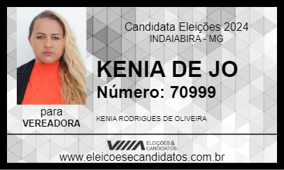 Candidato KENIA DE JO 2024 - INDAIABIRA - Eleições