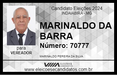 Candidato MARINALDO DA BARRA 2024 - INDAIABIRA - Eleições