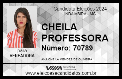 Candidato CHEILA PROFESSORA 2024 - INDAIABIRA - Eleições