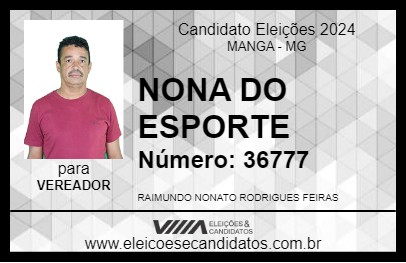 Candidato NONA DO ESPORTE 2024 - MANGA - Eleições