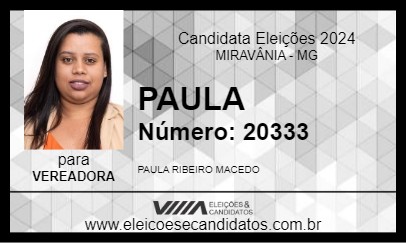 Candidato PAULA 2024 - MIRAVÂNIA - Eleições