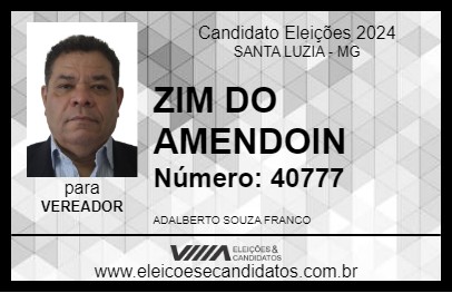 Candidato ZIM DO AMENDOIN 2024 - SANTA LUZIA - Eleições