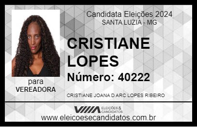 Candidato CRISTIANE LOPES 2024 - SANTA LUZIA - Eleições