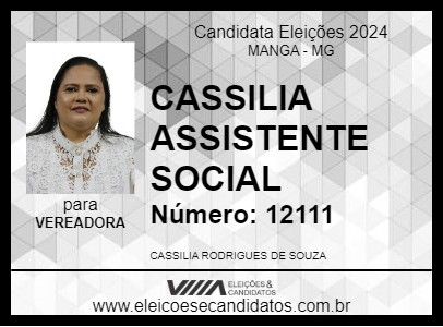 Candidato CASSILIA ASSISTENTE SOCIAL 2024 - MANGA - Eleições