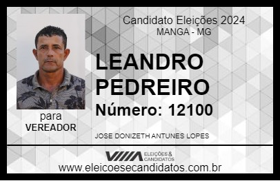 Candidato LEANDRO PEDREIRO 2024 - MANGA - Eleições