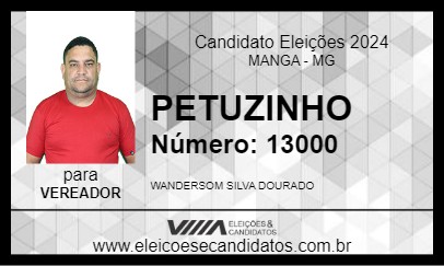 Candidato PETUZINHO 2024 - MANGA - Eleições