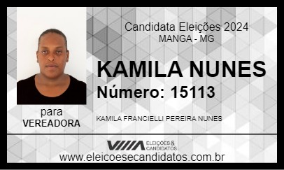 Candidato KAMILA NUNES 2024 - MANGA - Eleições