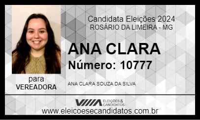 Candidato ANA CLARA 2024 - ROSÁRIO DA LIMEIRA - Eleições