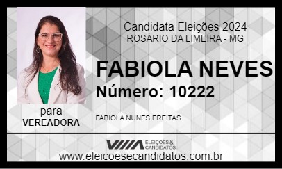 Candidato FABIOLA FREITAS 2024 - ROSÁRIO DA LIMEIRA - Eleições