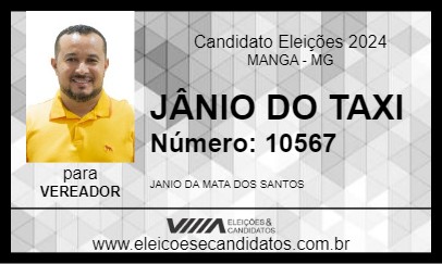 Candidato JÂNIO DO TAXI 2024 - MANGA - Eleições