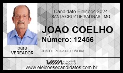 Candidato JOAO COELHO 2024 - SANTA CRUZ DE SALINAS - Eleições