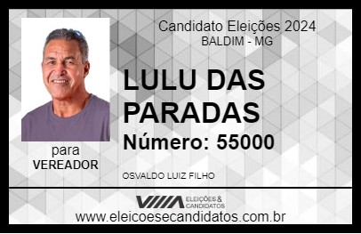 Candidato LULU DAS PARADAS 2024 - BALDIM - Eleições