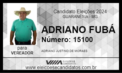 Candidato ADRIANO FUBÁ 2024 - GUARANÉSIA - Eleições