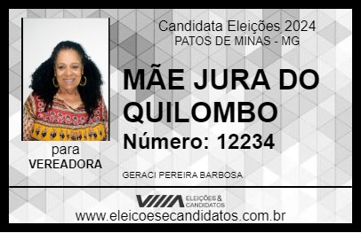 Candidato MÃE JURA DO QUILOMBO 2024 - PATOS DE MINAS - Eleições