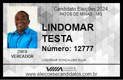 Candidato LINDOMAR TESTA 2024 - PATOS DE MINAS - Eleições