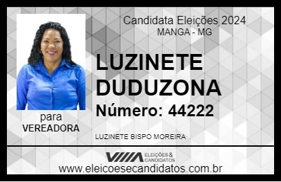 Candidato LUZINETE DUDUZONA 2024 - MANGA - Eleições