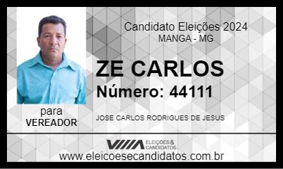 Candidato ZE CARLOS 2024 - MANGA - Eleições