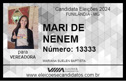 Candidato MARI DE NENEM 2024 - FUNILÂNDIA - Eleições