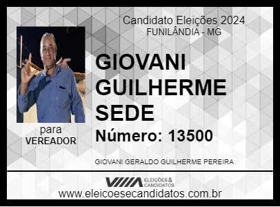 Candidato GIOVANI GUILHERME SEDE 2024 - FUNILÂNDIA - Eleições