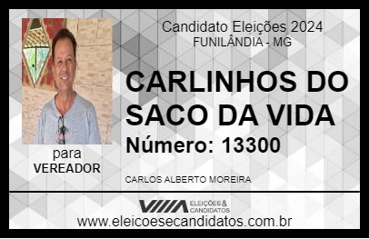 Candidato CARLINHOS DO SACO DA VIDA 2024 - FUNILÂNDIA - Eleições