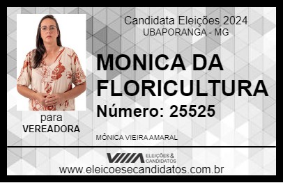 Candidato MONICA DA FLORICULTURA 2024 - UBAPORANGA - Eleições