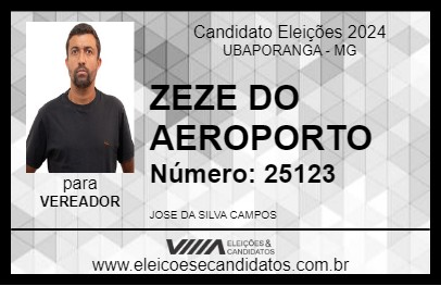 Candidato ZEZE DO AEROPORTO 2024 - UBAPORANGA - Eleições