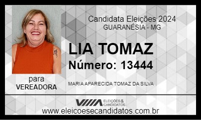 Candidato LIA TOMAZ 2024 - GUARANÉSIA - Eleições