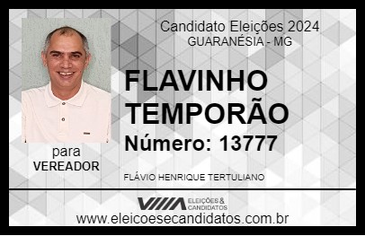 Candidato FLAVINHO TEMPORÃO 2024 - GUARANÉSIA - Eleições