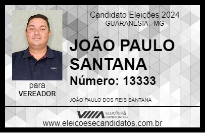 Candidato JOÃO PAULO SANTANA 2024 - GUARANÉSIA - Eleições